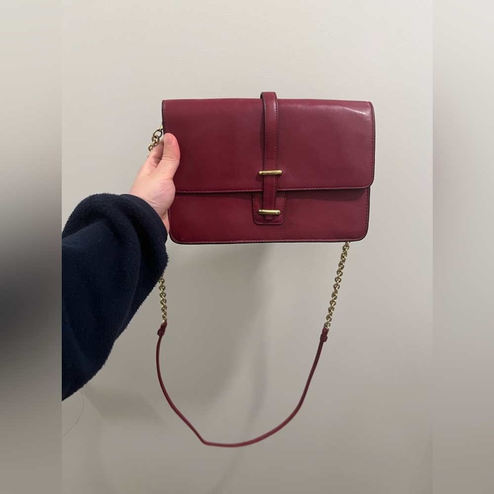 Vintage coach burgundy leather slim clutch crossbody bag
